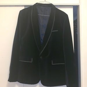 Zara black velvet jacket. Navy blue lining.